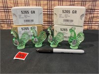 Fenton Glass - 4 Roosters / Willow Green