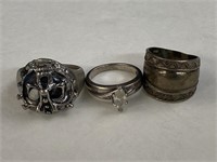 (3) Sterling Silver Rings, total weight 28.95