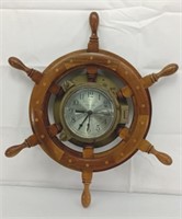 Ship's Time Ships wheel wood clock 18"