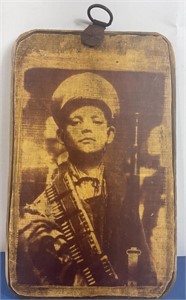 Military Picture On Wood No Info