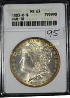 1883-O Morgan Dollar MS64 ANACS VAM-1B