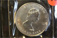 1988 1oz .9999 Pure Silver Maple Leaf