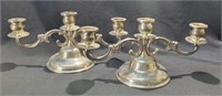 Set of 2 Silverplate  Candlesticks 3 Arms Each