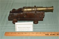 Miniature wood and brass 14" long cannon from the