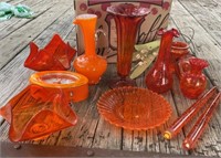 Orange Collector Glass, Crackle Glass
