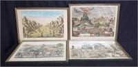Group of hand colored etchings