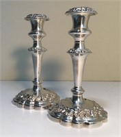 PAIR BIRKS ELLIS SILVER PLATE CANDLESTICKS ENGLAND