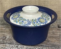 Pottery covered dish - Norway Figgio Flameware