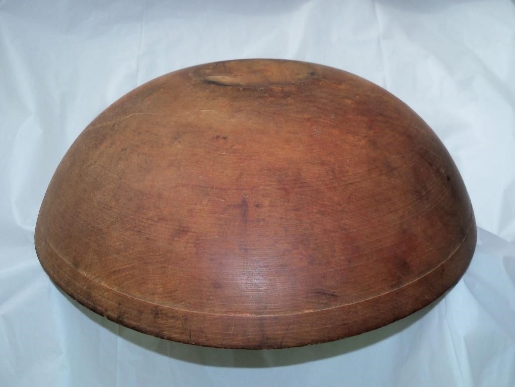 Antique Primitive Turned Wooden Dough Bowl Out of