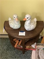 Hand painted ceramic ducks with cattails