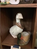 Hand painted ceramic duck and duck planter