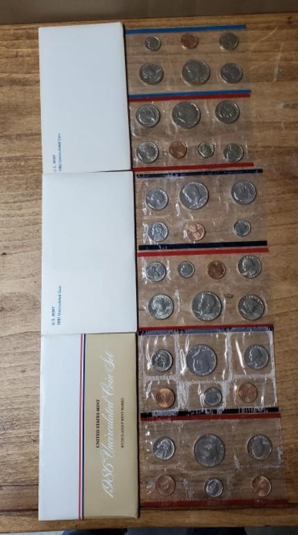 (3) U.S. Mint Sets 1980-1981-1986