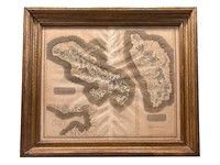 Framed Map of Martinico and Dominica