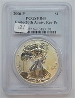 2006 REVERSE PROOF SILVER EAGLE PCGS PR69