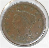 1851 LARGE CENT  F