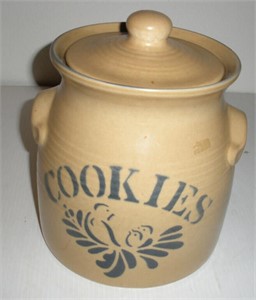 Cookie Jar Crock w/Lid  8 inches tall