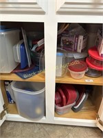 (2) Cabinets Of Plasticware & Storage Containers