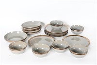Dash-of-That Gray Gold Rimmed Dinnerware
