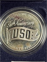 1991S USO 50th Anniv. Commemorative One Dollar