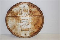 Cast Iron Iowa Hwy 2 sign