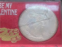 1995 American Silver Eagle and a valentine