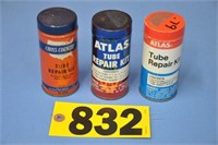 Group of vintage tin tube repair kits