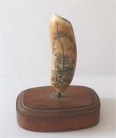 Scrimshaw Ancient Walrus Tooth Ivory