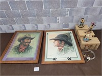 3 Ranch hands figures and wall art pieces