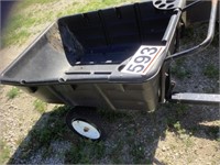 Pull behind lawn tractor cart - tilting