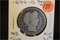 1894-O Barber Silver Half Dollar