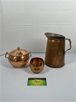 Copper Pitcher and Bowl