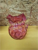 9 inch vintage wavy Edge pink glass pitcher