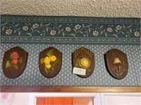 4 WOODEN HAND PAINTED DECOR ITEMS