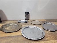 (5) Silver Color Serving Trays