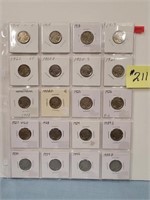 (20) Buffalo Nickels 1914, 17, 18, 19, 20, 20D,