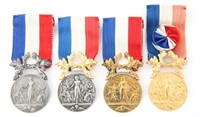 FRENCH INTERIOR MINISTRY DEVOTION MEDAL LOT OF 4