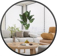 Dallas Mirror 36 Inch Black Round Mirror, Modern C