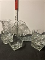 Glass bowls and vase