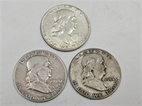 1954 Silver Ben Franklin Half Dollar Coins S,D,P