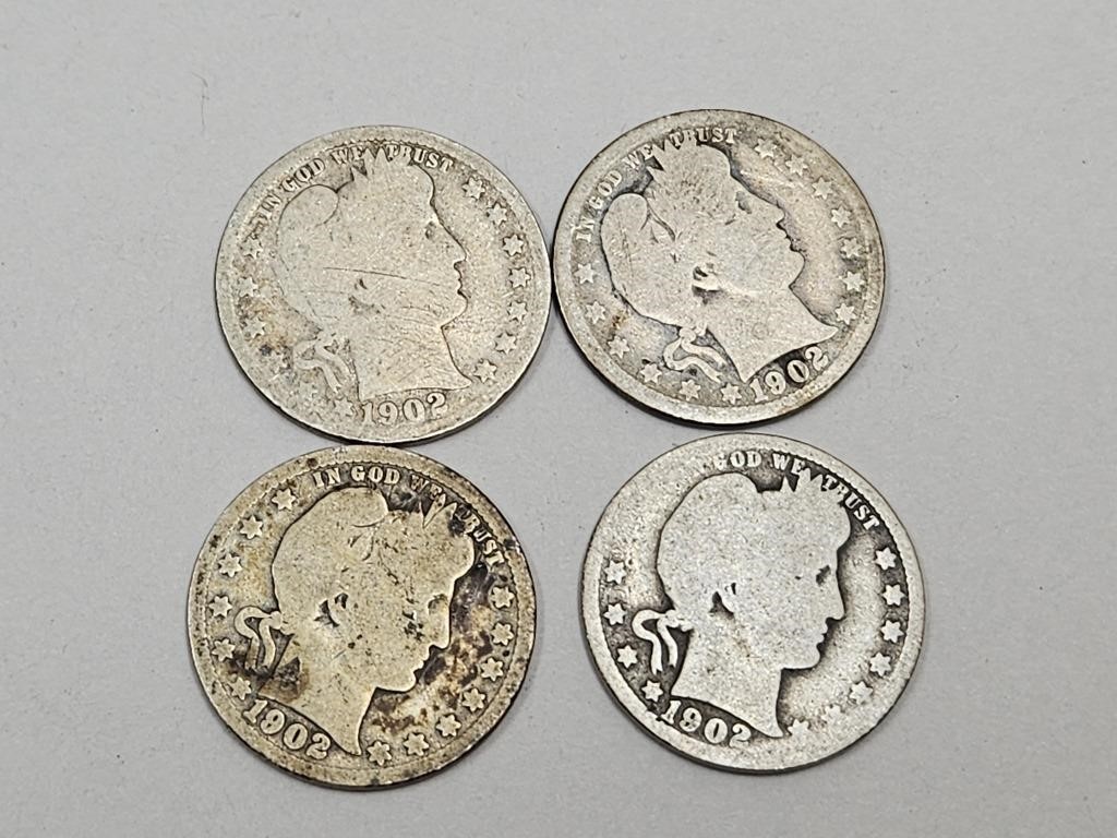 1909 Silver Barber Quarter Coins-4