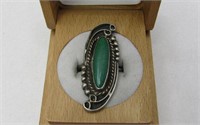 Vintage Sterling & Malachite Ring SZ 6.5