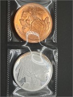 Indian and Buffalo  .999 Silver & .999 Copper