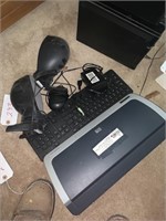 Computer speakers, keyboard, mouse, and printer