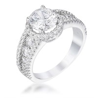 Elegant Round 2.10ct White Sapphire Halo Ring