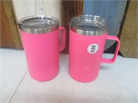 2 Pink Lincoln Insulated Cups with Lids