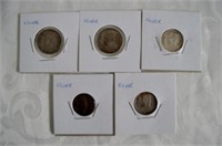 5pcs Assorted Denomination Silver Arab Coins