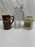 3PC mixed lot of beer stein and mugs.