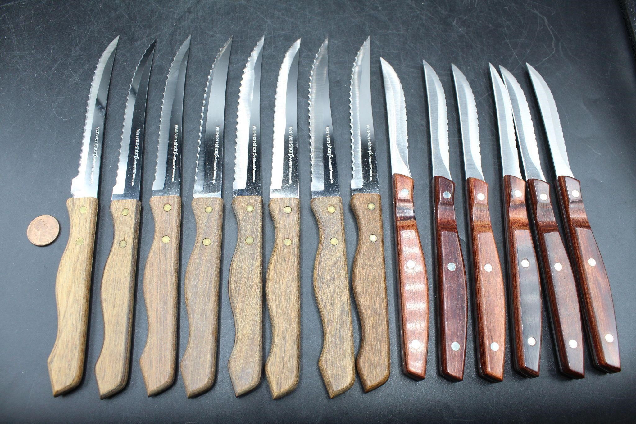 14 Imperial & Zylco Stainless + Wood Steak Knives