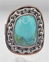 Copper over Sterling Ring with Large Turquoise