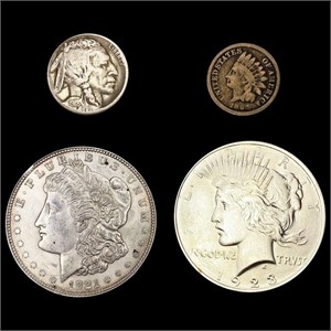[4] Varied US Coinage [1864, 1918-D, 1921, 1923]